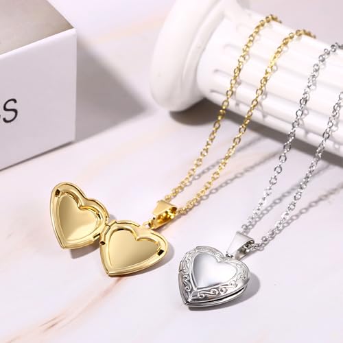 OIDEA Locket Necklace for Women: Gold Photo Lockets that Hold Picture Stainless Steel Necklace with Picture Inside Birthday Mothers Day Jewelry Gifts for Womens - color: heart- gold