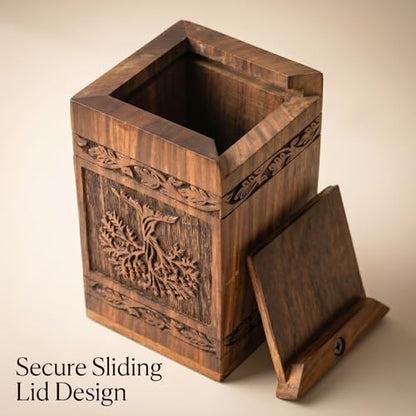 Wooden Cremation Urns Box for Human Ashes, Memorial Keepsake Boxes for Adults, Male/Female,Child, Pets Dog Cat Wood Burial Funeral Container (Tree of Life) Urn, Capacity (Medium (115 lbs- 55 kg) - size: Medium
