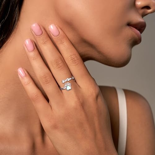 Sterling Silver Dog Urn Ring for Ashes Women Cremation Keepsake Dog Ashes - color: Opal