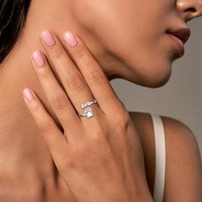 Sterling Silver Dog Urn Ring for Ashes Women Cremation Keepsake Dog Ashes - color: Opal