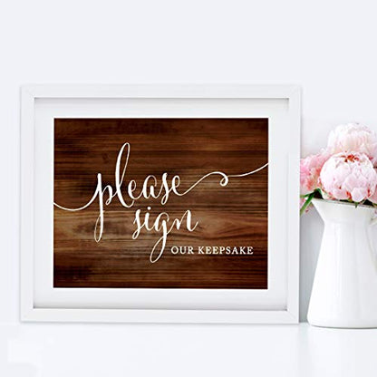 Andaz Press Wedding Party Signs, Rustic Wood Print, 8.5x11-inch, Please Sign our Keepsake Table Sign, 1-Pack, Unframed - color: Please Sign Keepsake