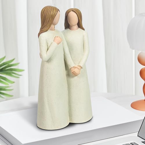 Mother and Daughter Figurines, Gifts for Mom from Adult Daughter, Sculpted Hand-Painted Statues Mother in Law Gifts for Mother’s Day Anniversary Birthday Christmas - color: Mom Daughter