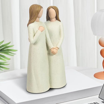Mother and Daughter Figurines, Gifts for Mom from Adult Daughter, Sculpted Hand-Painted Statues Mother in Law Gifts for Mother’s Day Anniversary Birthday Christmas - color: Mom Daughter