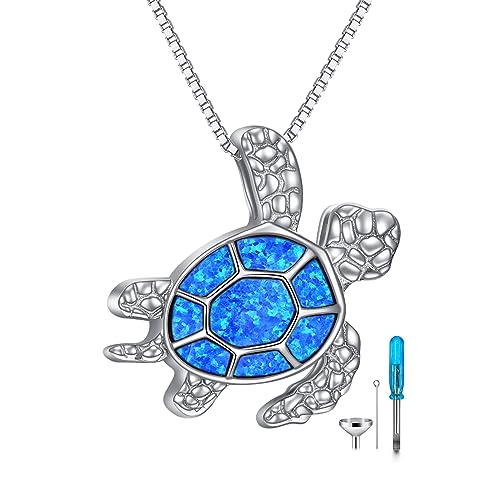 CRMAD Hummingbird/turtle/heart/dragonfly/bee/moon/tree of life Urn Necklace for Ashes Sterling Silver Jewelry for Women Memory Necklace - style: turtle 2
