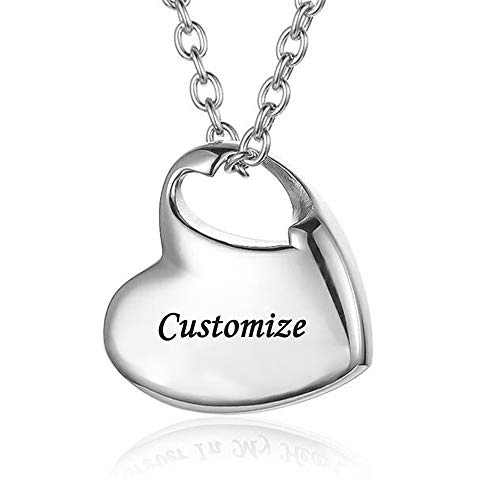 Cremation Urn Necklace for Ashes Urn Jewelry,Forever in My Heart Carved Stainless Steel Keepsake Waterproof Memorial Pendant for mom & dad with Filling Kit… - color: Customize