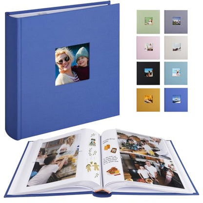 1DOT2 Photo Album with Writing Space, 100 Pages, Linen Cover, Blue - color: Blue