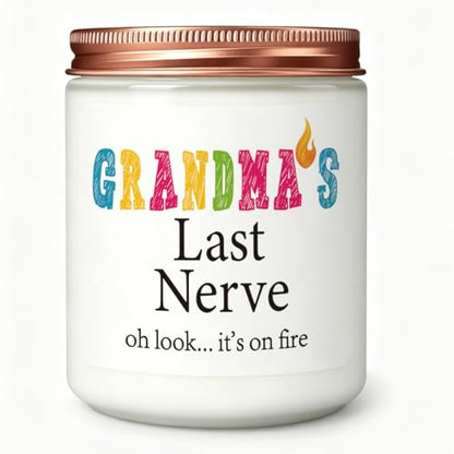 Grandma Gifts Novelty Lavender Scented Soy Candle Gift Funny Grandmother Mother's Day Birthday Gift for Gigi Grandma Grandmother Grandma's Last Nerve Candle - color: Grandma