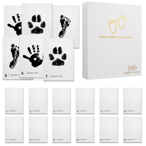 Baby Inkless Milestone Cards Hand Casting Kit Ink Print Hand and Footprint Kit Dog or Cat Pet Paw Print Kit Baby Newborn Footprint Kit Photo Album Keepsake Book Feet Stamp (Single FineGift Set) - style: Single Fine Gift Set