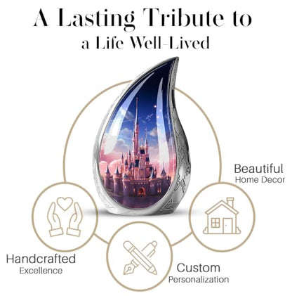 Dream Castle in The Sky - Cremation Urn for Adults - Small Urn 3 Inch | Pack of 4 - Cremation Urns for Human Ashes Adult Man & Female - Keepsake Urns for Ashes - Funeral Urn - Decorative Urn - size: Keepsake-4