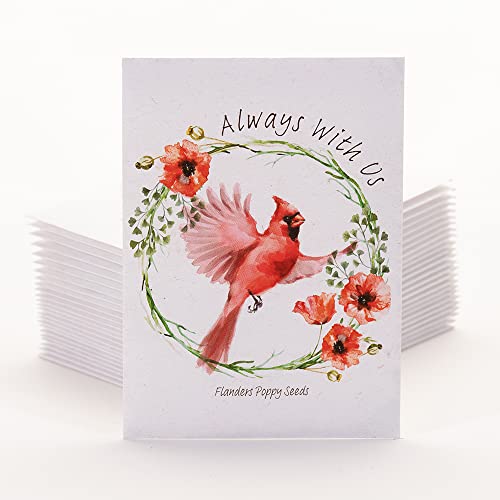 Bentley Seed Co. | Memorial Cardinal Celebration of Life Funeral Favors for Guests | Non-GMO, Non-Coated Flanders Poppy Seed Packets | Sentimental Funeral Service Gift | Pack of 25 - style: Always With Us