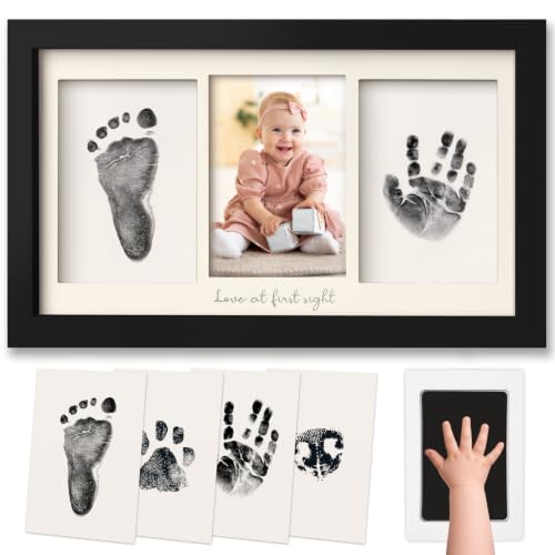 Inkless Hand and Footprint Kit, Boy Girl Newborn Keepsake (Onyx Black) | No Mess Ink Pad for Baby Handprint, Clean Touch Paw Print Kit for Dog Picture Frame, Personalized Baby Christmas Shower Gifts - color: Onyx Black
