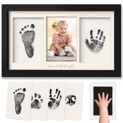 Inkless Hand and Footprint Kit, Boy Girl Newborn Keepsake (Onyx Black) | No Mess Ink Pad for Baby Handprint, Clean Touch Paw Print Kit for Dog Picture Frame, Personalized Baby Christmas Shower Gifts - color: Onyx Black