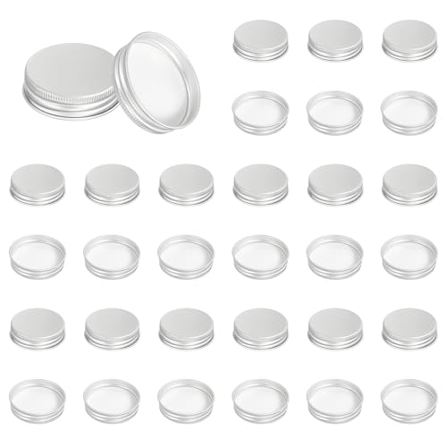 PATIKIL 43mm Metal Round Screw Lids, 36 Pcs Aluminum Mason Jar Lids Screw Top Caps for Lab Home Storage Jars Gallon Jugs Glass Snack Containers Liquid Storage, Silver Tone - size: 43mm