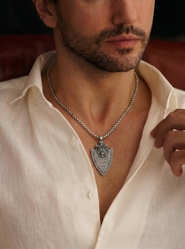 925 Sterling Silver Urn Necklace for Men, Wolf/Dragon/Wolf/Celtic Cross Arrowhead Ashes Pendant Necklace Cremation Jewelry Keepsake Gift Memorial - style: Wolf
