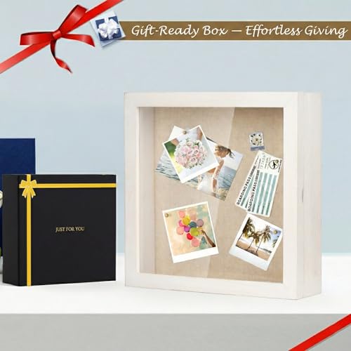 Love-KANKEI Deep Shadow Box 11x11,Solid Wood Frame,Memory Box,Rustic White - color: White, size: 11 x 11