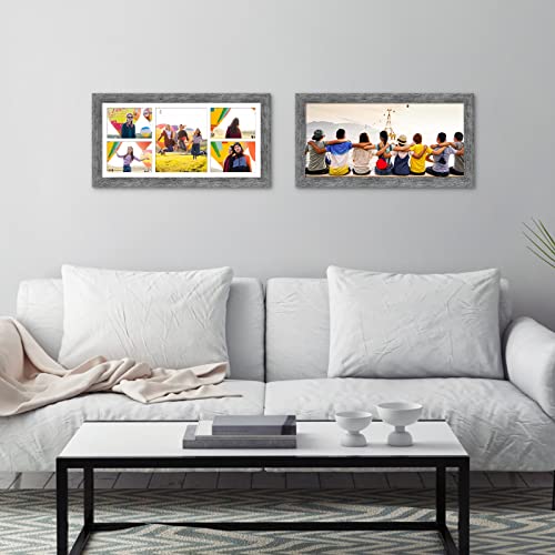 11x23 Collage Frame, 4 Open 5x7&1 Open 8x10 Photo Frame Collage - color: Grey, size: 11x23 - (4 open5x7+1 open8x10）