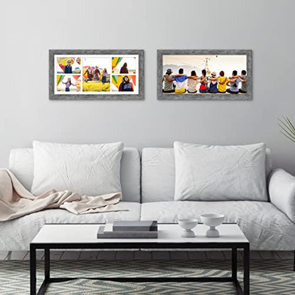 11x23 Collage Frame, 4 Open 5x7&1 Open 8x10 Photo Frame Collage - color: Grey, size: 11x23 - (4 open5x7+1 open8x10）