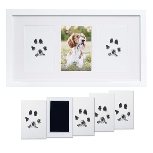 Pearhead Pet Paw Print Photo Frame with Clay Imprint Kit, Pawprint Making Kit, Cat or Dog Memorial Keepsake Gift - color: Pet Paw Print Wall Frame