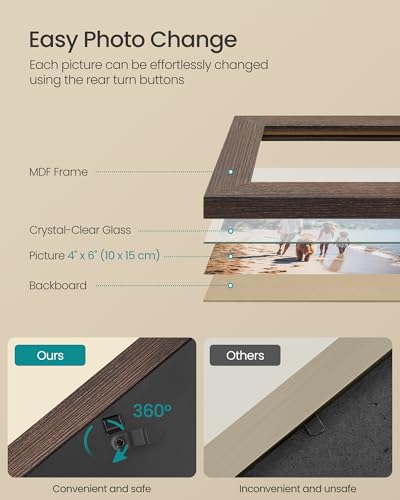 SONGMICS 12-Pack 4 x 6 Collage Picture Frames with Glass Front - color: Maroon Brown + Heather Greige + Ash Black, size: 12 Pack