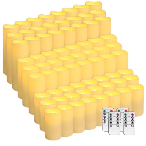 72-Pack LED Flameless Candles with Remote Control - Perfect for Home, Parties, and Special Occasions - Create a Magical Ambiance Effortlessly(Three Sizes) - color: 6Ivory-72Pack