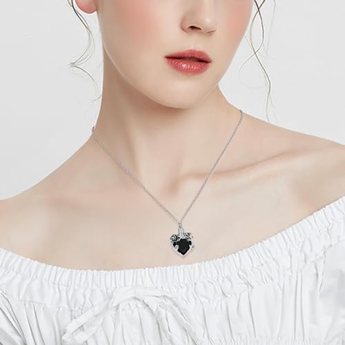 shajwo Cremation Jewelry Rose Flower Heart Urn Necklaces for Ashes for Women Memorial Human Ashes Pendant - color: Black