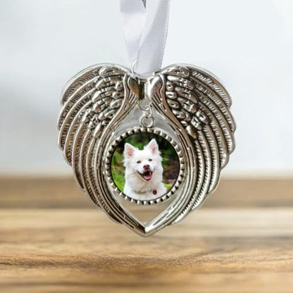 Angel Ornaments for Christmas Tree Personalized Remembrance Picture Outdoor Metal Frames Memorial Angel Mini in Heaven Decorations Holiday Crafts Gifts for Women Friendship Home Mom 2PCS