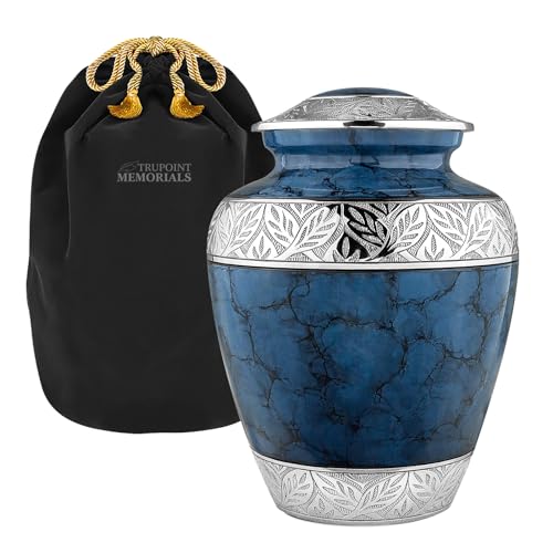 Trupoint Memorials Extra Large Urn for Ashes Adult Male or Female Up to 300 lbs – Cremation Urns for Human Ashes, Funeral Memorial Urns for Men & Women – Dark Blue - color: Dark Blue, size: Extra Large