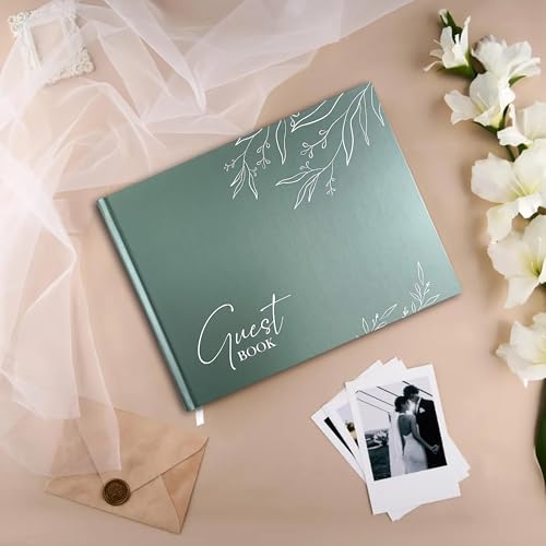 Mr&MrsGifts Elegant Wedding Guest Book Hard Cover Guest Sign in Book,Green | Guest Book Wedding Reception,Bridal Shower Gifts,Wedding Gifts - color: Sage Green