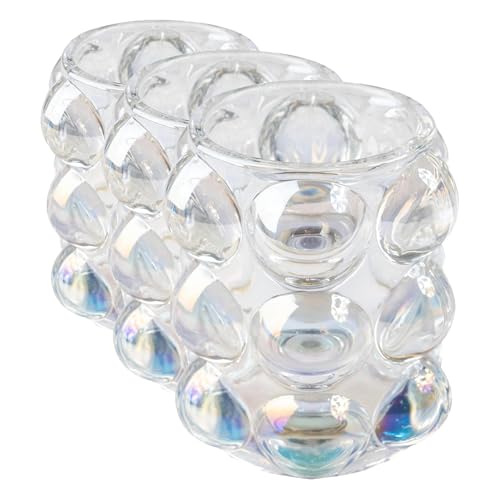 Karma, Lucia Hobnail Votive, Tea Lights Candle Holder, Glass Votive Candle Holders for Table Decorations, Baby Shower, Birthday Party, Weddings and Home Decor, Iridescent (Pack of 3) - color: Iridescent, size: One Size (Pack of 3)