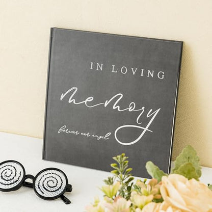 Calculs Funeral Guest Book Memorial Guestbook for Celebration of Life Gray Cover Silver Gilding in Loving Memory Picture Book for Our Love 8.5” Square Hardcover