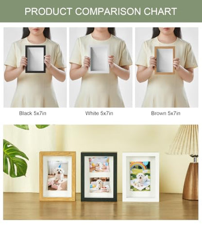 5x7 Small Shadow Box Frame with Shatterproof Clear Glass & Pins - color: Black+foam Back+foam Packaging, size: 5x7