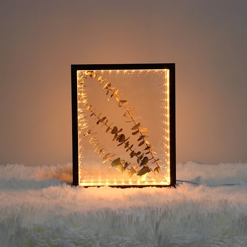Shadow Box Frame with Lights 10'' ×8 '' Memory Boxes Keepsakes Display Case Dried Flower 3D Deep Picture Frame Memorial Gifts Memorabilia Medal Wedding Travel Baby Items (Black) - color: Black