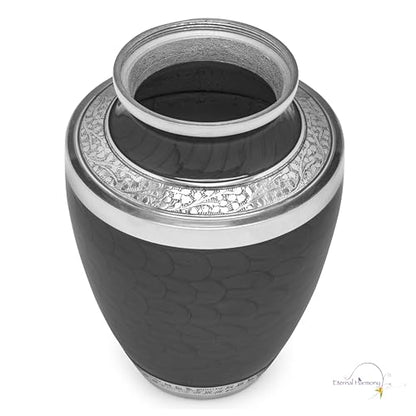 Eternal Harmony Large Urn for Ashes, Adult Male & Female Cremation Urn for Human Ashes with Elegant Finishes, Secure Seal & Velvet Bag, Funeral Vase for Men & Women Up to 200 lbs (Black)