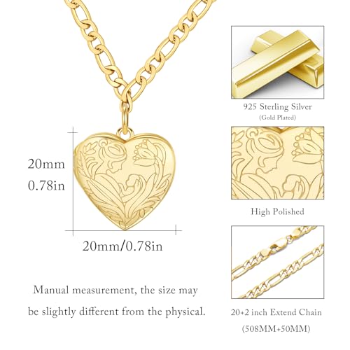 TUGHRA Mother's Day Gifts Gold Locket Necklaces for Women, 925 Sterling Silver Heart Photo Lockets Memorial Keepsake Jewelry Gift for Mom, Wife, Daughter - style: 1226-Mother