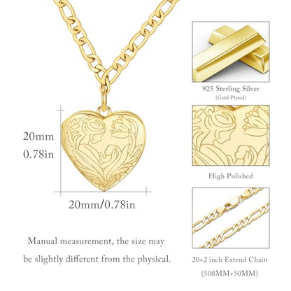 TUGHRA Mother's Day Gifts Gold Locket Necklaces for Women, 925 Sterling Silver Heart Photo Lockets Memorial Keepsake Jewelry Gift for Mom, Wife, Daughter - style: 1226-Mother