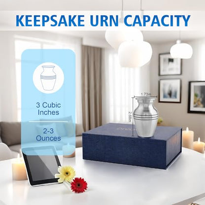 Small Urns for Human Ashes，Aluminium Mini Urns，Lightweight Keepsake Urns with Bag and Case(Silver,Set of 4)
