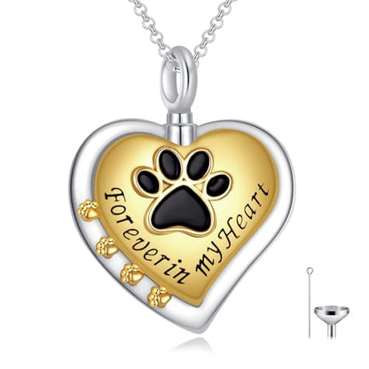 925 Sterling Silver Urn Necklace for Ashes, Teardrop/Tree of Life/Sunflower/Dragonfly/Sea Turtle/Celtic Knot/Elephant/Hummingbird Memorial Cremation Pendant Necklaces for Animal Human Ashes - color: M: Paw Print