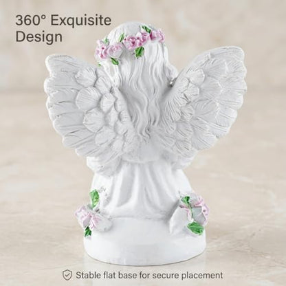 Guardian Angel Statue Angels Figurines with Pink Roses | Resin Cherub Statue, Outdoor Statues For Garden, Sympathy Guardian Angel Gift, Angel Gifts For Women, Yard Statues - color: Roses