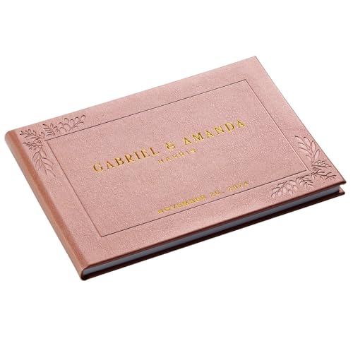 Personalized Hardcover Wedding Guestbook (Rose Gold) | Elegant Wedding Keepsake Design, Premium Hardcover Construction, Smooth Lined Writing Pages, Perfect for Cherished Messages - color: Rose Gold