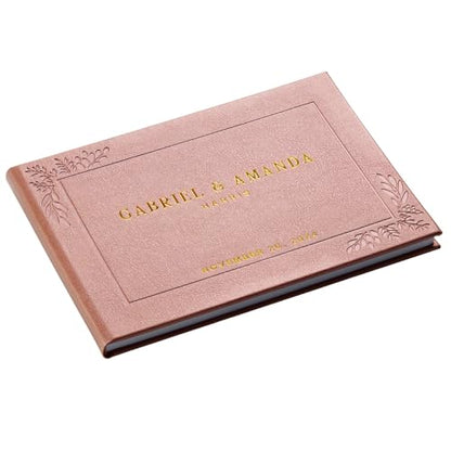 Personalized Hardcover Wedding Guestbook (Rose Gold) | Elegant Wedding Keepsake Design, Premium Hardcover Construction, Smooth Lined Writing Pages, Perfect for Cherished Messages - color: Rose Gold