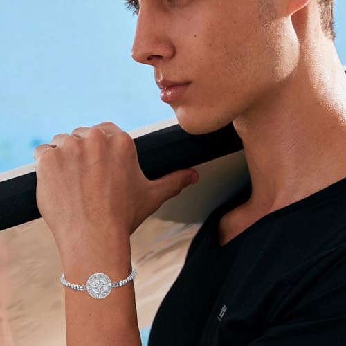 TUGHRA Ashes Bracelet for Women Urn Bracelet for Ashes 925 Sterling Silver Cremation Jewelry Memorial Gifts Keepsake Bracelet - style: Ashes Bracelet-coin-compass-white opal