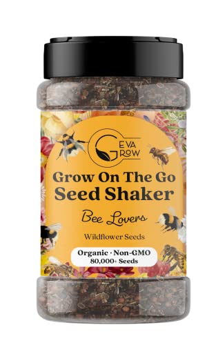 Mini Wildflower Seed Shaker - Save The Bees Seed Mix, by GevaGrow | 80,000+ Seeds | Pollinator & Bee Attracting Flower Seeds Bulk for Planting in Pots & Outdoor Gardens | 2 Ounce - size: 2oz Shaker, style: Save The Bees Mix