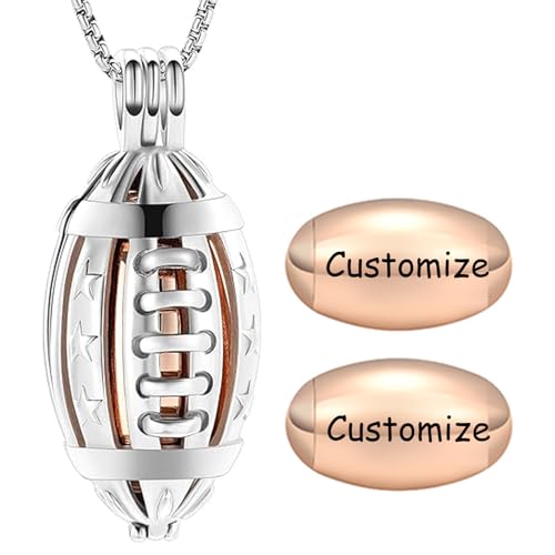 Oinsi American Football Cremation Locket Necklace For Ashes Of Loved Ones Stainless Steel Memorial Urn Jewelry Women Men Keepsake Fashion Necklace - color: A-Customize