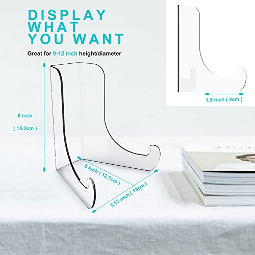 Boloyo Flat Back Acrylic Plate Display Stand, 6 Inch 2PC Clear Acrylic Display Holder Easel Base for Home Office Kitchen School Art Display - color: Flat Back, size: 6 inch(2PC)