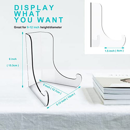 Boloyo Flat Back Acrylic Plate Display Stand, 6 Inch 2PC Clear Acrylic Display Holder Easel Base for Home Office Kitchen School Art Display - color: Flat Back, size: 6 inch(2PC)