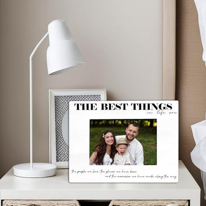 Inspirational Family White Picture Frame - The Best Things in Life are the People We Love - Wooden Picture Frame Fits 4x6 inches Photo For Home Room- Friendship/Birthday Gifts For Besties Friends -A01 - color: The Best Things...