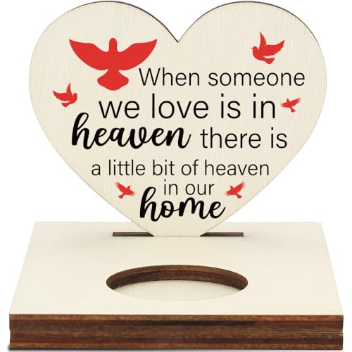 Memorial Tealight Candle Holder with Red Birds “Heaven in Our Home” Verse, Heart-Shaped Remembrance Plaque, Sympathy Bereavement Gift, LMM14 - color: Sympathy Bereavement