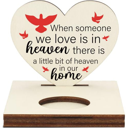 Memorial Tealight Candle Holder with Red Birds “Heaven in Our Home” Verse, Heart-Shaped Remembrance Plaque, Sympathy Bereavement Gift, LMM14 - color: Sympathy Bereavement