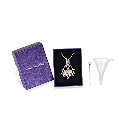Cremation Jewelry Urn Necklace for Ashes with Hollow Mini Ball Keepsake Urn Pendant Memorial Jewelry for Ashes - color: Lotus Flower-2