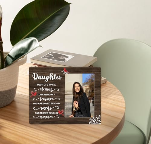 Daughter Memorial Wooden Picture Frame, In Loving Memory Remembrance Photo Frame Gifts for Daughter, Bereavement Sympathy Wooden Frame for Loss of Daughter, 4x6 inch Photo - style: Daughter Memorial